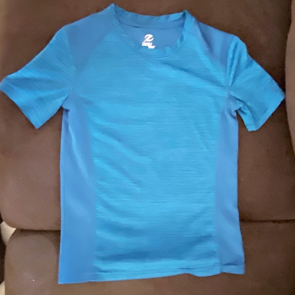 Boy's Sz 6/7 Energy Zone Blue Mesh Back Short Sleeve Athletic Shirt